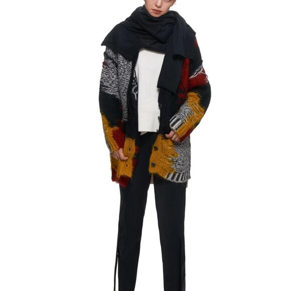 ISABEL BENENATO Distressed Cardigan Multicolor Medium - Picture 4 of 12